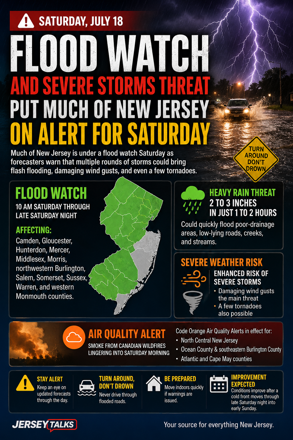 Flood Watch Starts This Morning Across Much of New Jersey as Storm Risk Builds