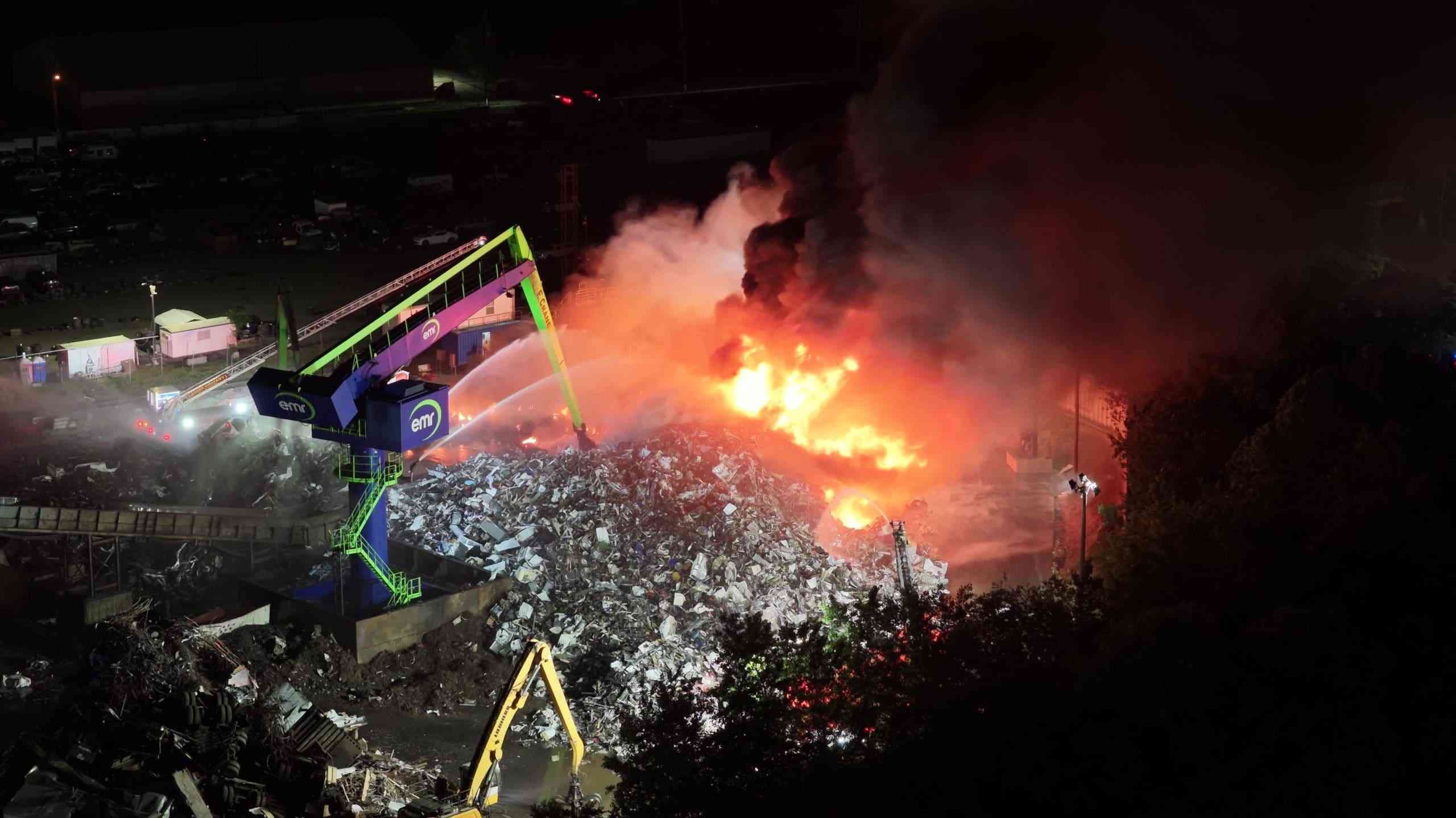 Firefighters Battle Junkyard Fire in Camden, Air Quality Deemed Safe